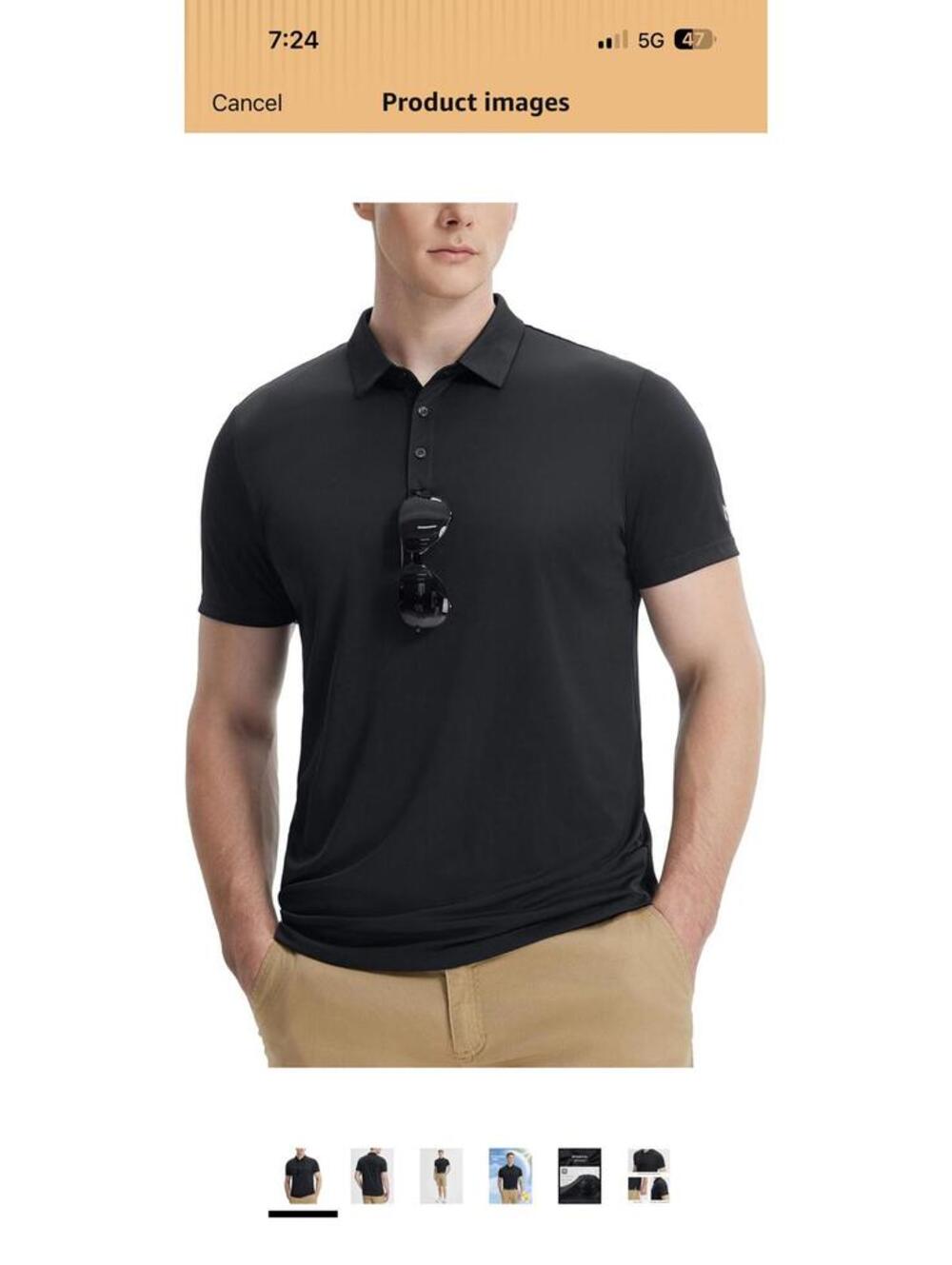 Baleaf Men's Black Polo Shirt with UV Protection